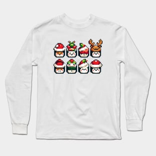 Festive 8-Bit Christmas Sushi Rolls Long Sleeve T-Shirt